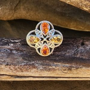 NICKY BUTLER Designer Signed Honey Topaz Citrine 925 Sterling Silver Ring Size 7